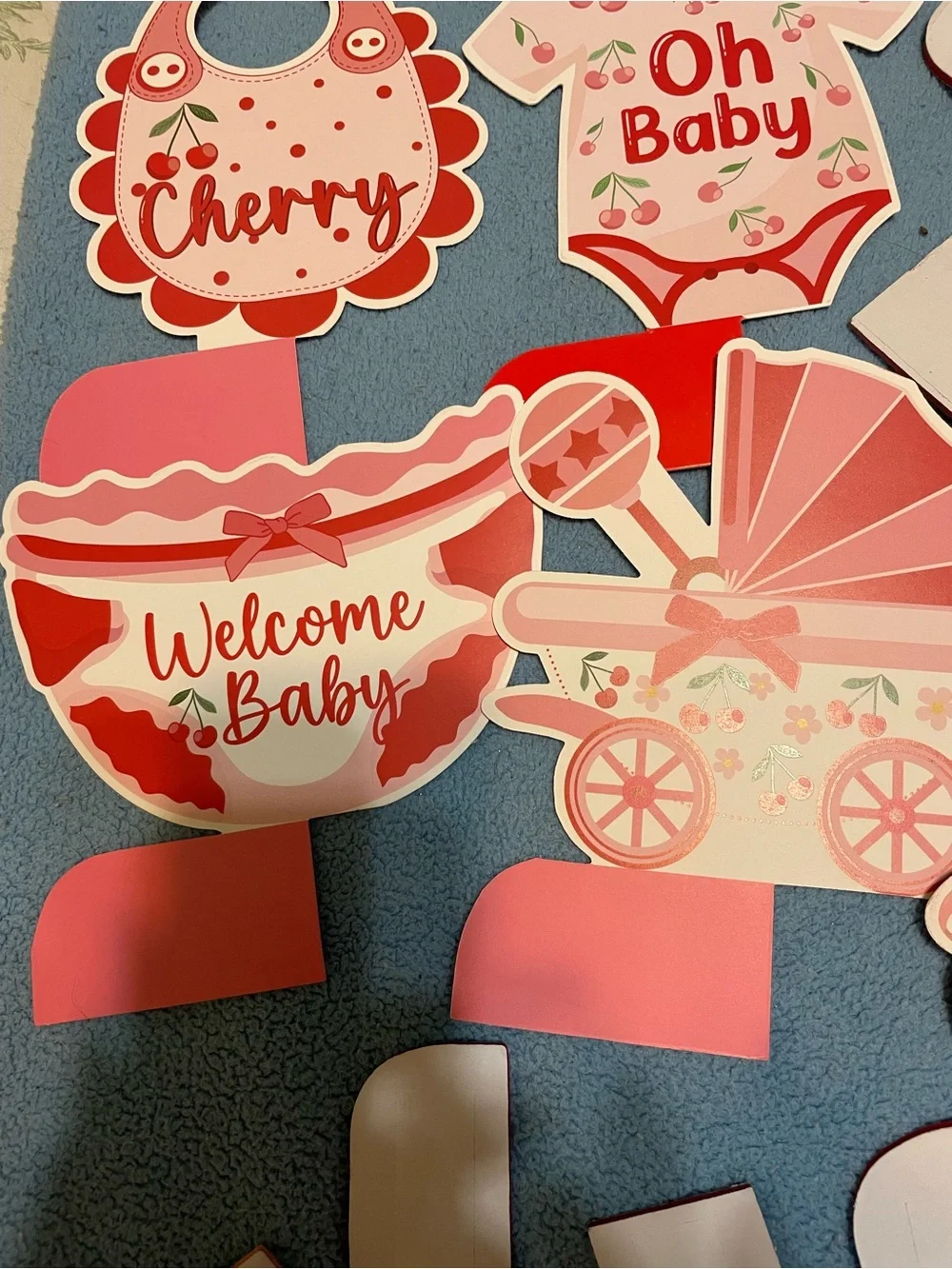 Oh Baby Cherry-Themed Party Supplies Set - Pink & Red